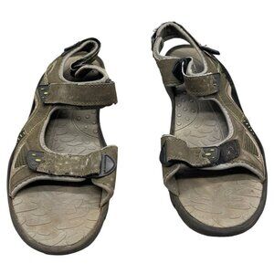 Trail sandals uk 12 hiking outdoor adventure open toe green brown READ